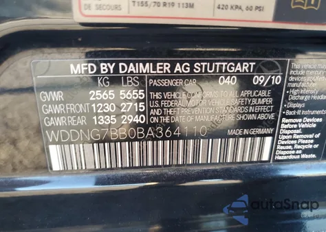 2011 Mercedes-Benz S 550 z USA, uszkodzony, nr VIN WDDNG7BB0BA364110